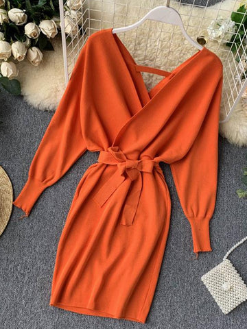 So Batwinged Knitted Sweater Dress