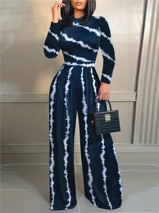 Elegant Wide-Leg Long Sleeve Jumpsuit for Women