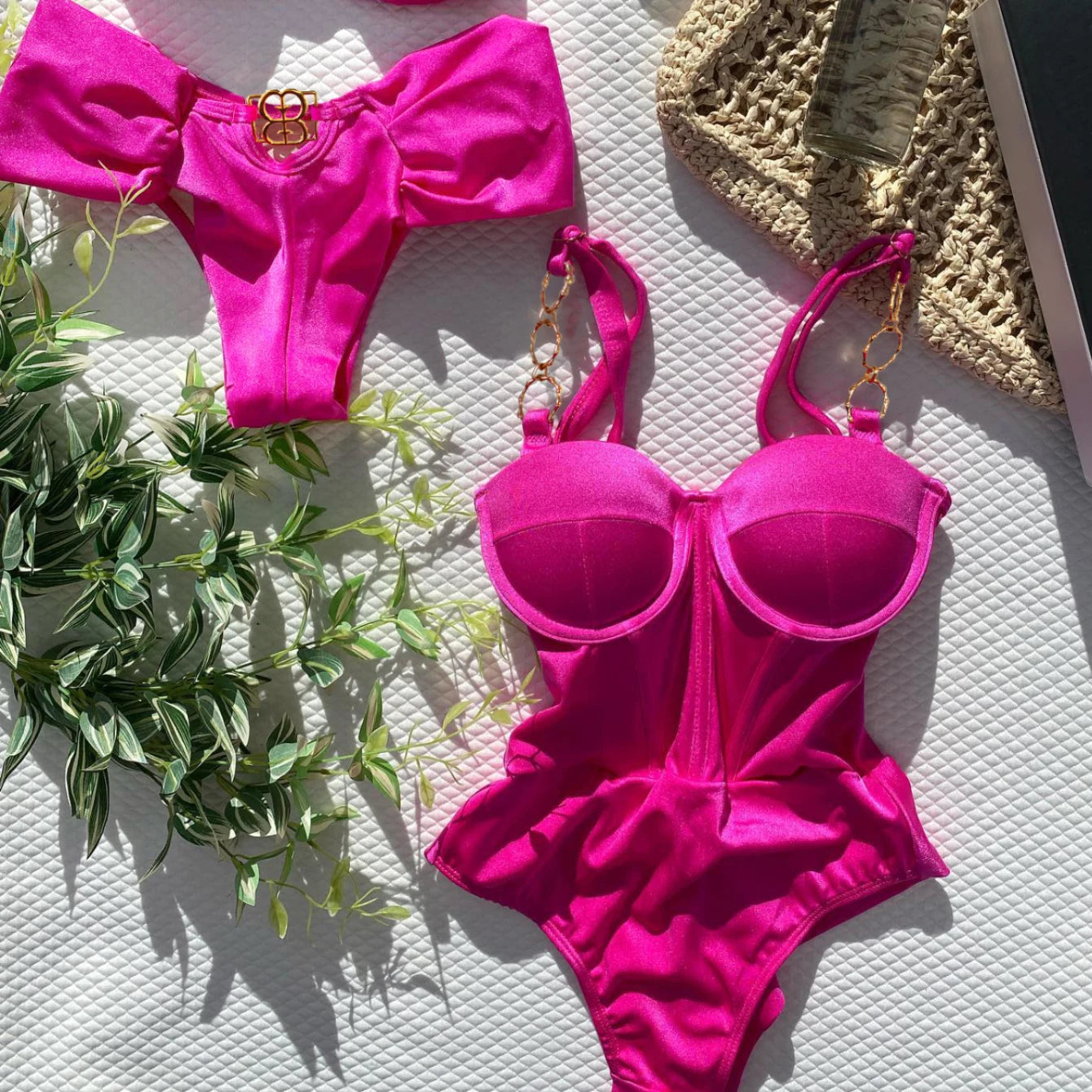 Magenta Majesty Swim & Crop Top Set