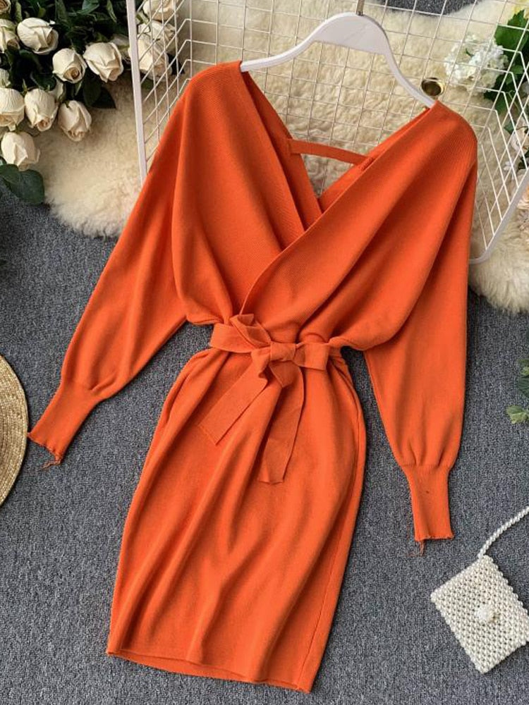 So Batwinged Knitted Sweater Dress